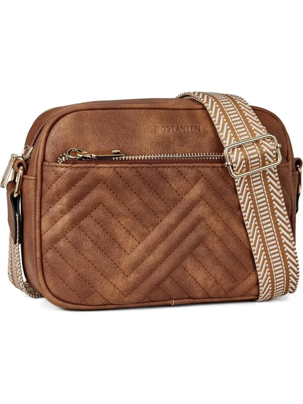 Women's Brown Leather Crossbody Purses Shoulder Handbags with Wide Strap